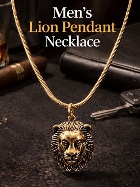 paparazzi Gold Lion Head Pendant Necklace for Men